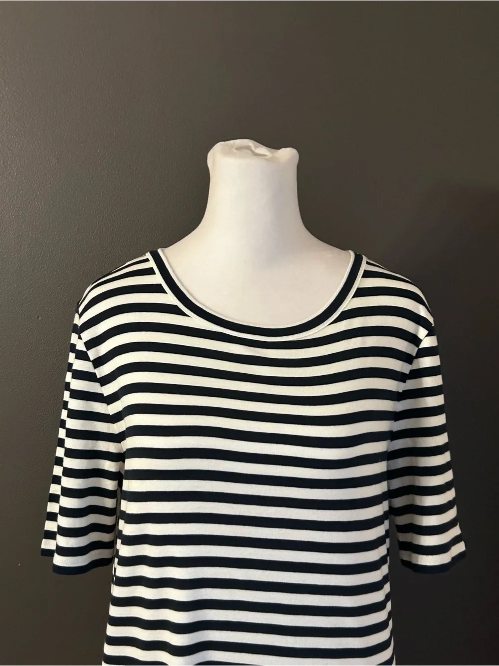 NWT J.Crew Women's Slim Perfect T-Shirt Navy Ivory Stripe Short Sleeve Sz Large